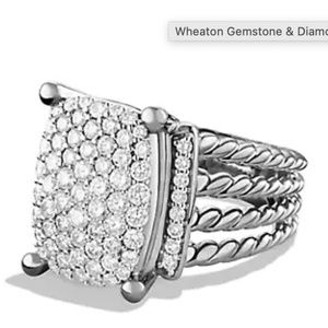 Perfect David Yurman Pave diamond/silver Wheaton Ring size 6.5
